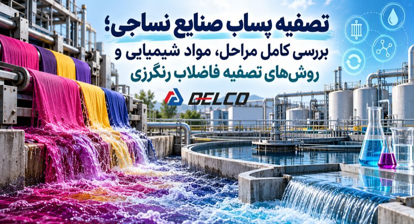تصفیه پساب صنایع نساجی؛ بررسی کامل مراحل، مواد شیمیایی و روش‌های تصفیه فاضلاب رنگرزی