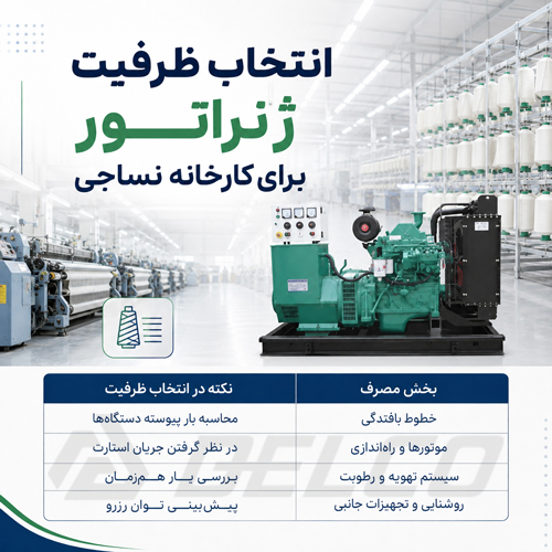انتخاب ظرفیت ژنراتور برای کارخانه نساجی