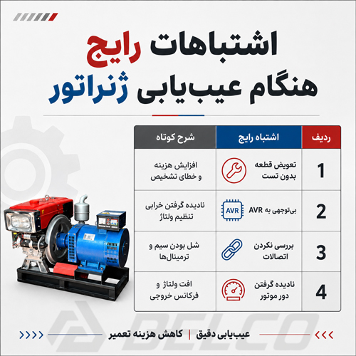 اشتباهات رایج هنگام عیب یابی ژنراتور