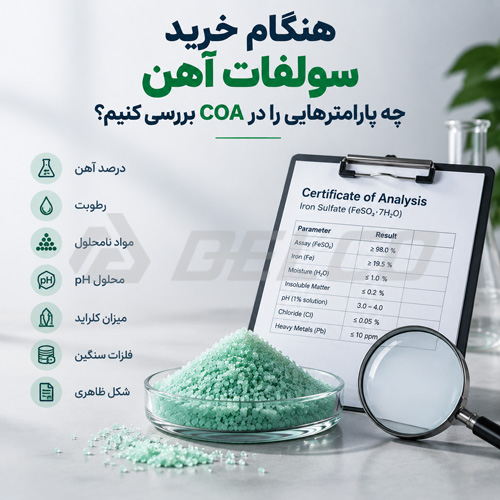 هنگام خرید سولفات آهن چه پارامترهایی را در COA بررسی کنیم؟