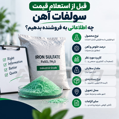 قبل از استعلام قیمت سولفات آهن چه اطلاعاتی به فروشنده بدهیم؟