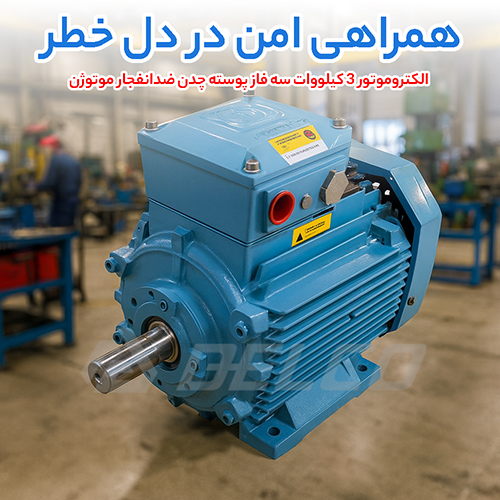 الکتروموتور 3 کیلووات سه فاز پوسته چدن ضدانفجار موتوژن