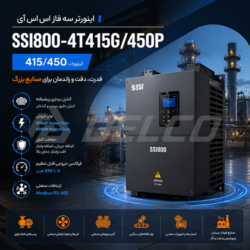 عملکرد پیشرفته اینورتر SSI800-4T415G/450P در کنترل موتور
