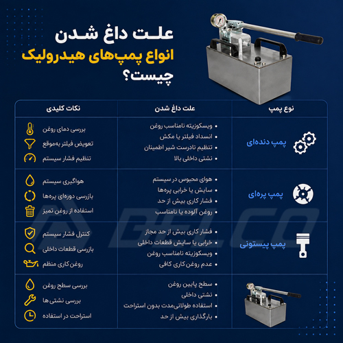 علت داغ شدن انواع پمپ هیدرولیک چیست؟