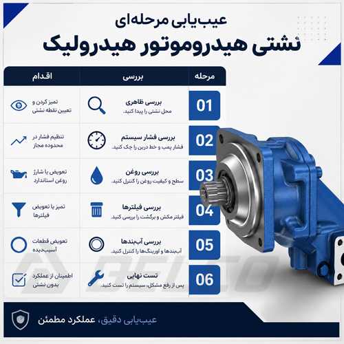 روش عیب یابی مرحله ای نشتی هیدروموتور هیدرولیک