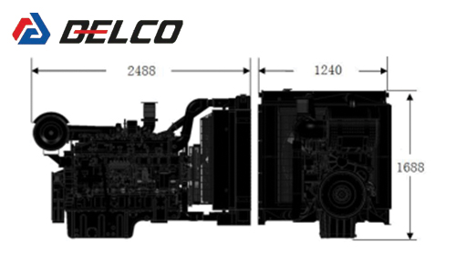 ابعاد دیزل ژنراتور 550 کاوا یوچای YC6T660L-D20