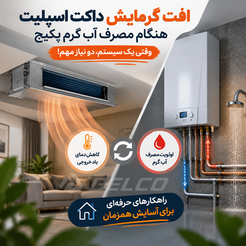 افت گرمایش داکت اسپلیت هنگام مصرف آب گرم پکیج